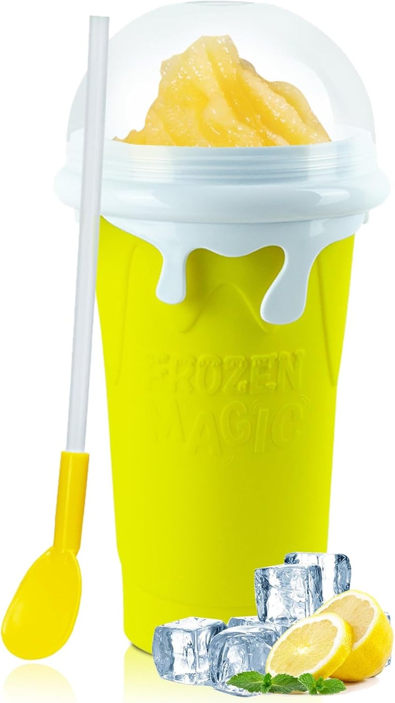 ROEDEER Large Slushie Cup 500ml,Frozen Magic Slushy Cup Maker,DIY Homemade Ice Cream,Milk Shake,Drinks Smoothie,Fruit Juice Slush Cup,Cool Stuff Gifts for Kids and Family - Yellow - Image 1